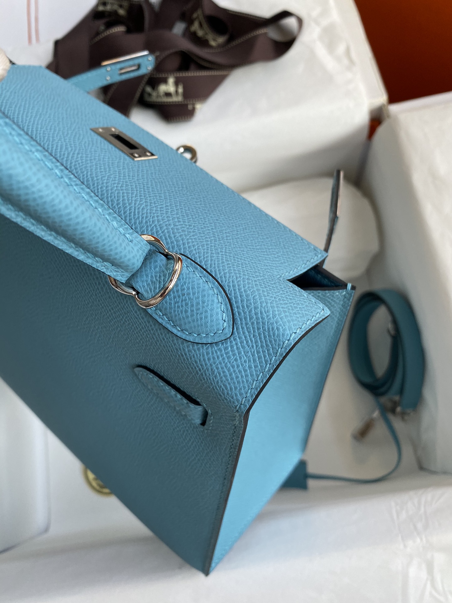 Hermes Kelly 25cm Handbag Shoulder Bag in Blue De Nord Epsom Leather